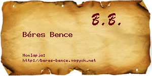 Béres Bence névjegykártya